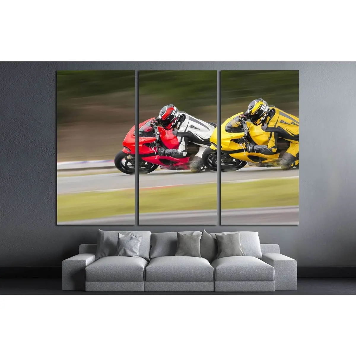 Two Motorcycles Practice Leaning Into A Fast Corner On Track №1867 Ready To Hang Canvas Print 5