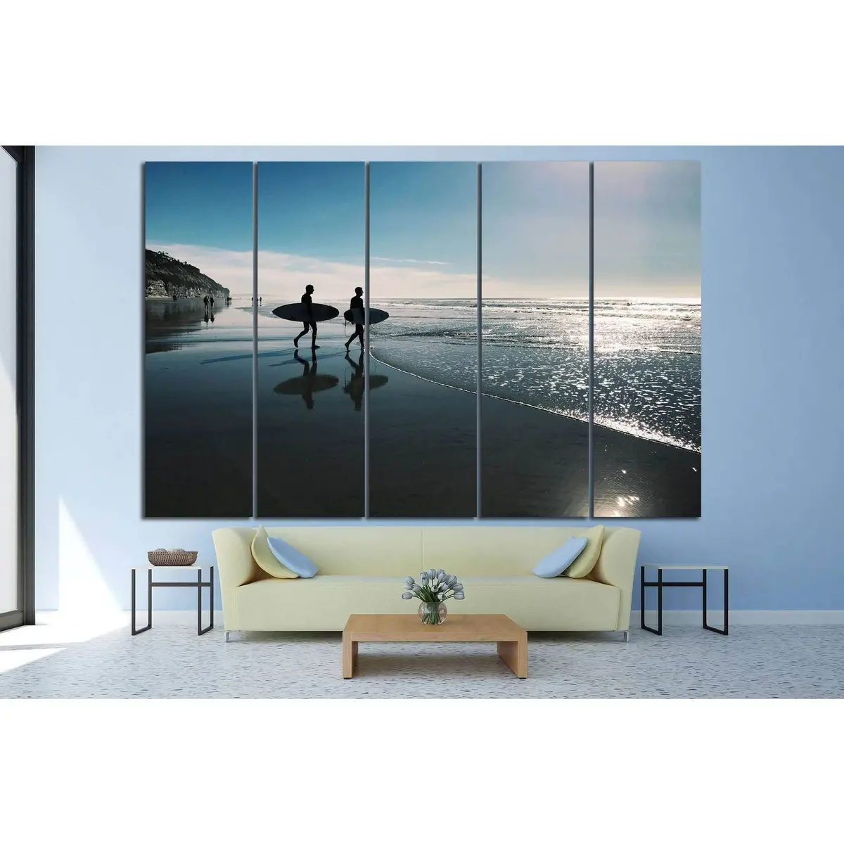 Two Surfers in San Diego Canvas Wall Art – Ready-to-Hang Print #1015 - Image 3