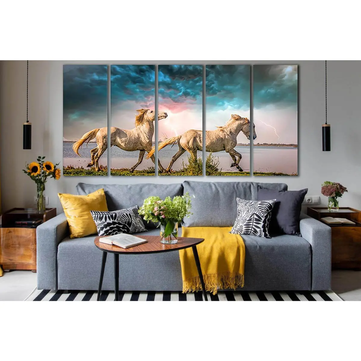 Premium White Horse Canvas Art Print №SL999 – Ready-to-Hang Wall Decor - Image 3