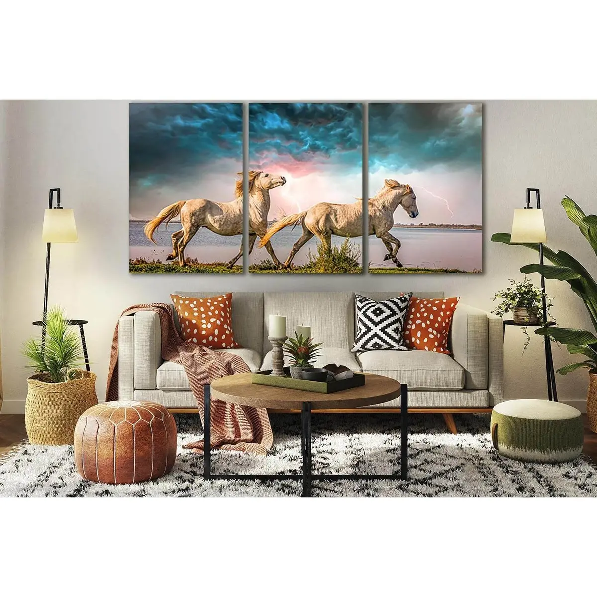 Two White Running Horses №Sl999 Ready To Hang Canvas Print 5