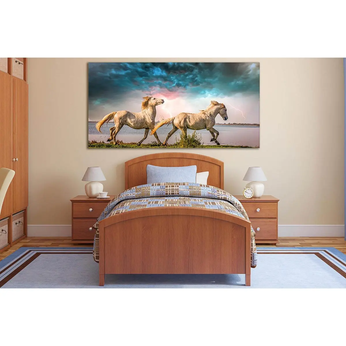 Two White Running Horses №Sl999 Ready To Hang Canvas Print 1