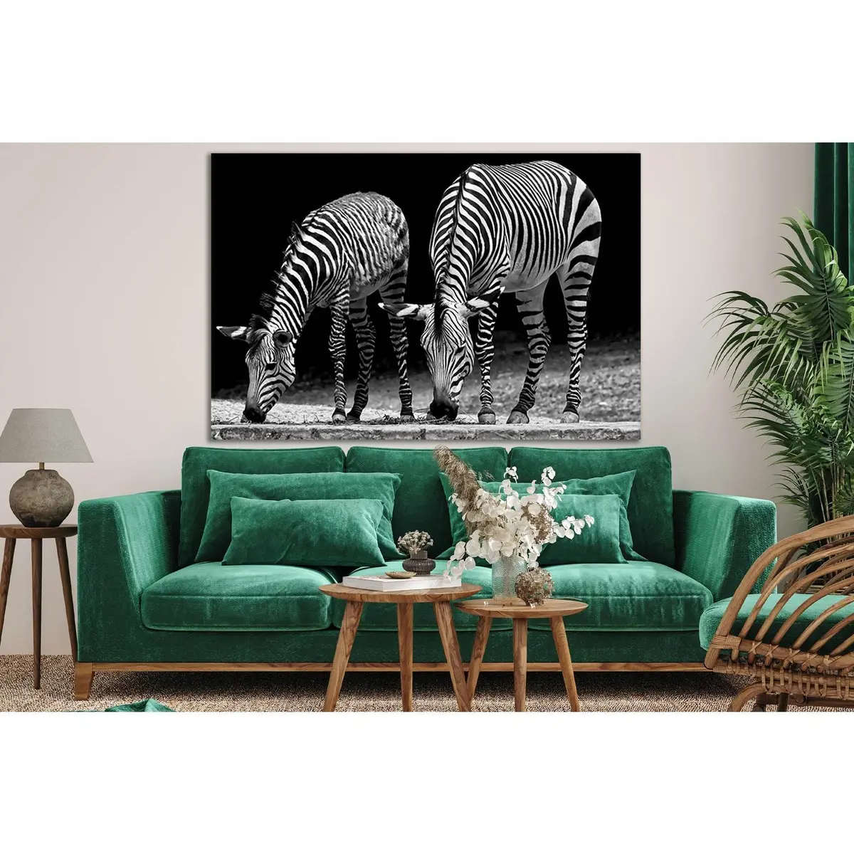Two Zebras Black And White №Sl878 Ready To Hang Canvas Print 2