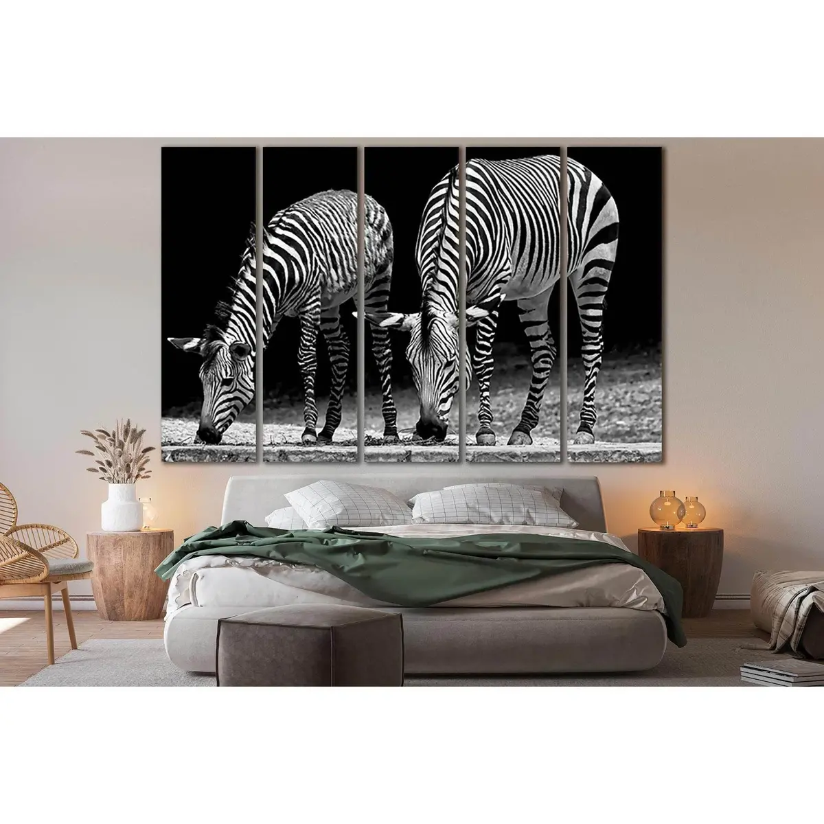 Black & White Zebra Canvas Wall Art – Pre-Stretched, Ready-to-Hang Print SL878 - Image 3