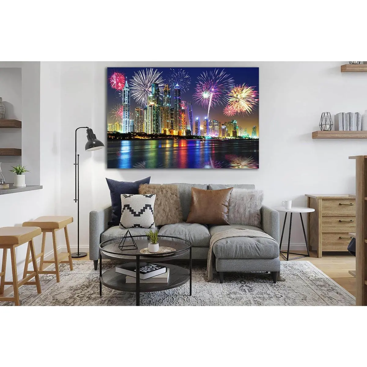 Uae Dubai Fireworks In The Sky №Sl306 Ready To Hang Canvas Print 1