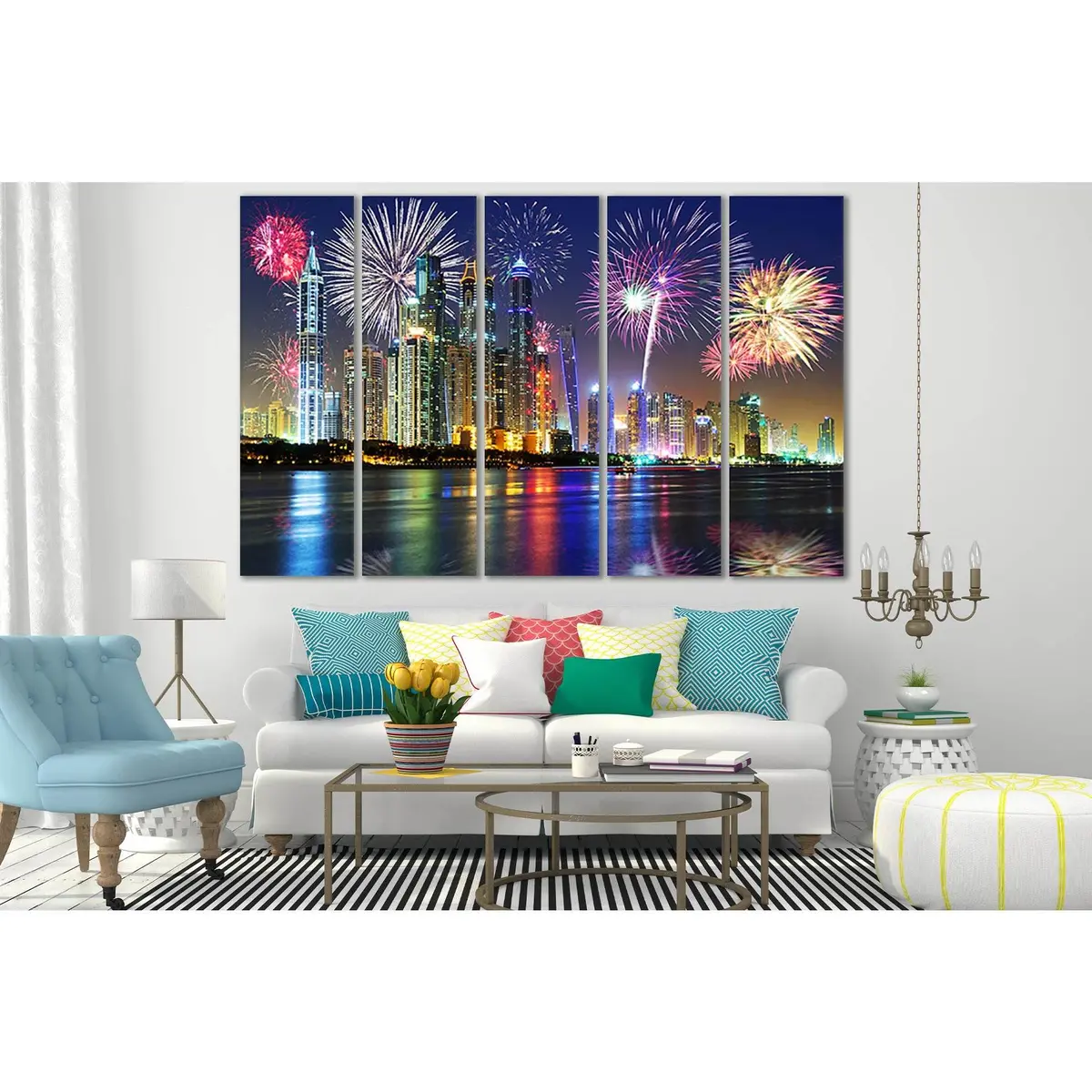 Dubai UAE Night Sky Fireworks Canvas Art №SL306 – Premium Ready-to-Hang Wall Decor - Image 3