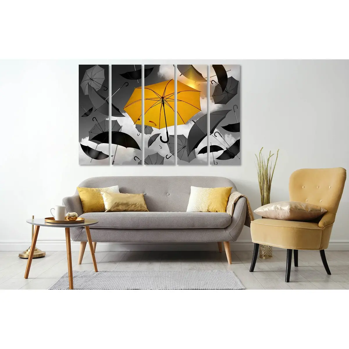 Umbrellas in the Sky Canvas Wall Art – Ready-to-Hang Print D2848