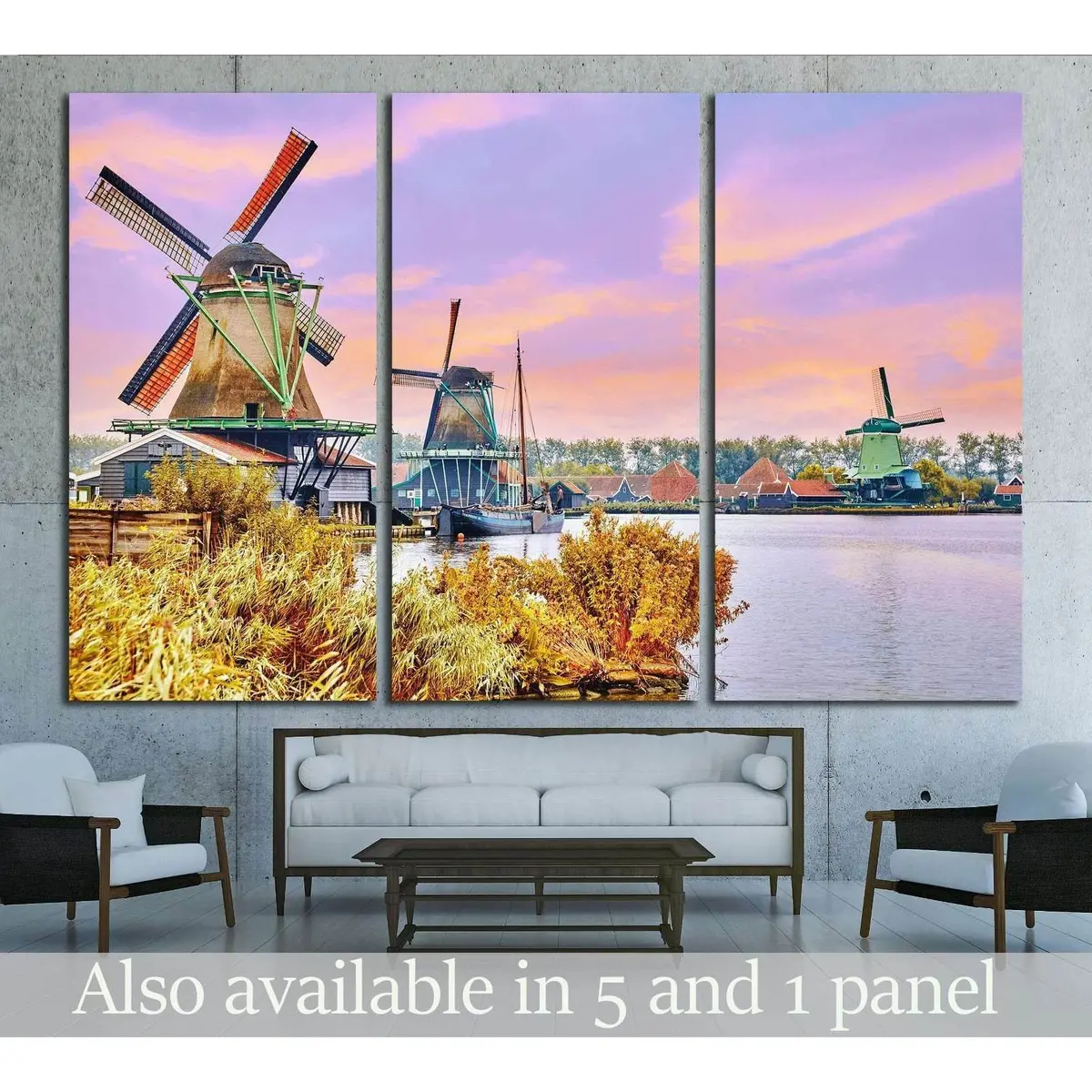 Unique Old, Authentic, Real Working Windmills In The Suburbs Of Amsterdam, The Netherlands. №2305 Ready To Hang Canvas Print 5