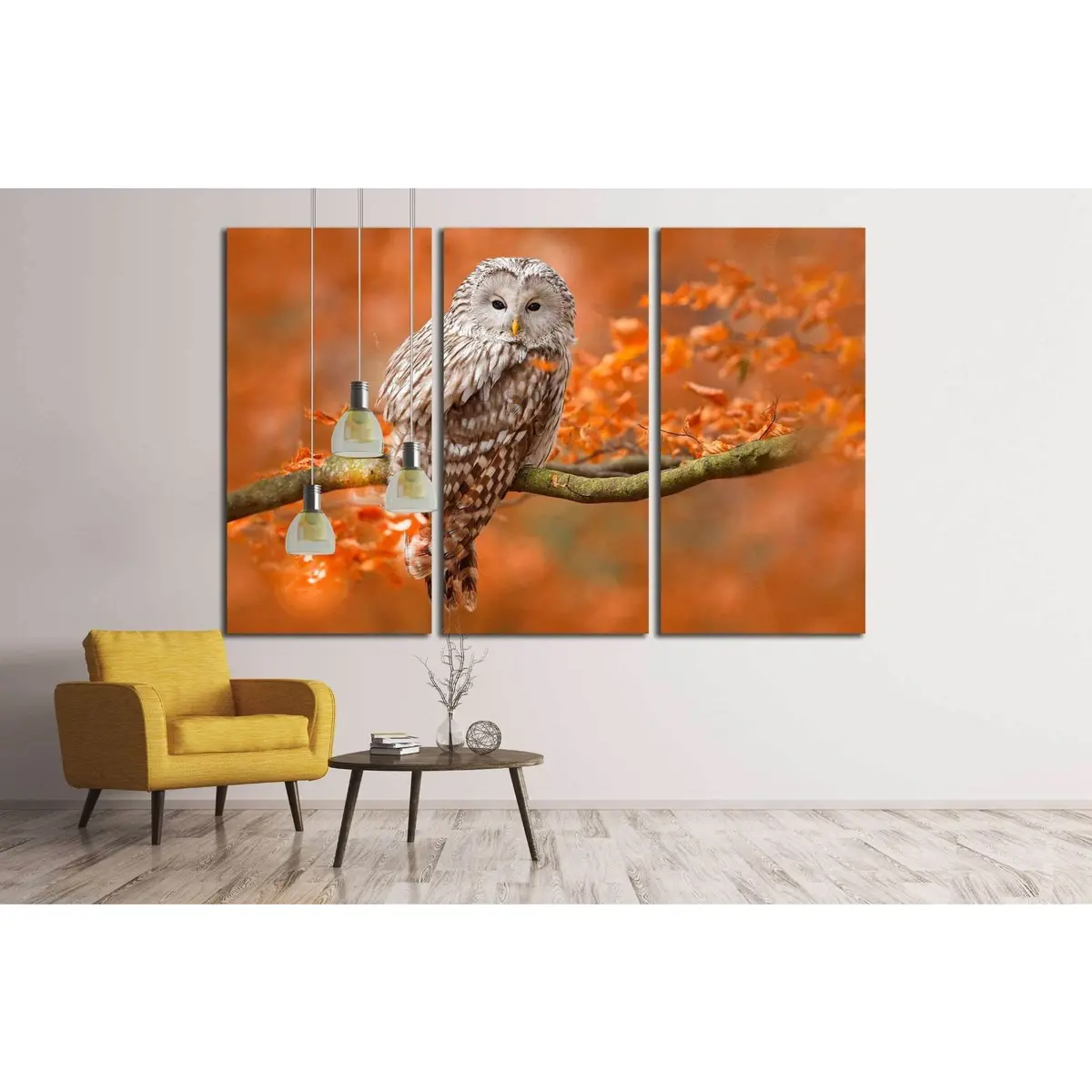 Ural Owl, Strix Uralensis, Sitting On Tree Branch, Sweden №1857 Ready To Hang Canvas Print 5