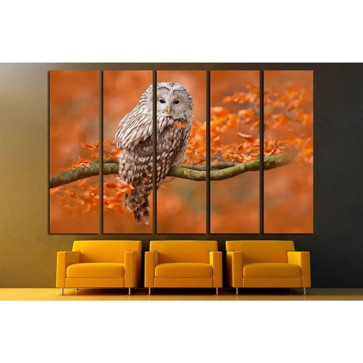 Ural Owl Perched on Branch – Strix Uralensis Wildlife Art Print from Sweden - Image 3