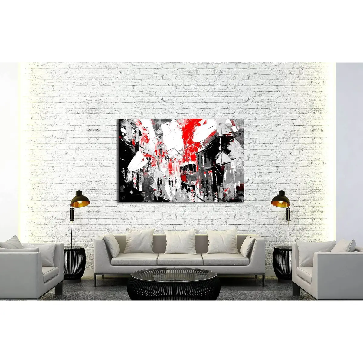 Urban, City Life, Sin City Inspiration - Black And Red Color №3233 Ready To Hang Canvas Print 3