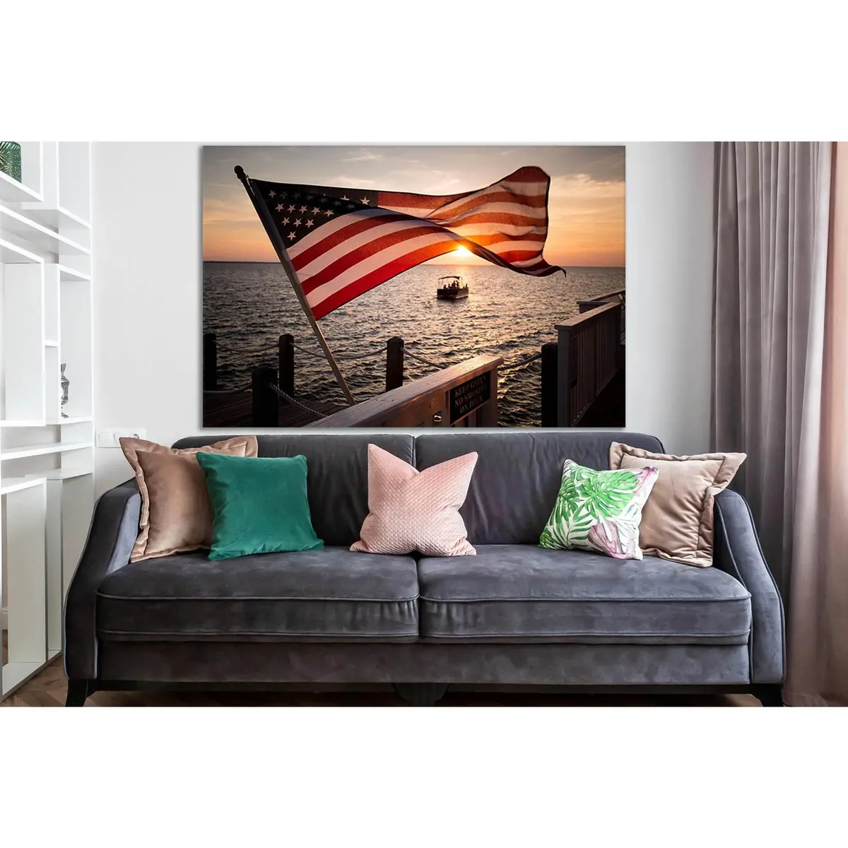 Usa Flag At Sunset №Sl1178 Ready To Hang Canvas Print 1