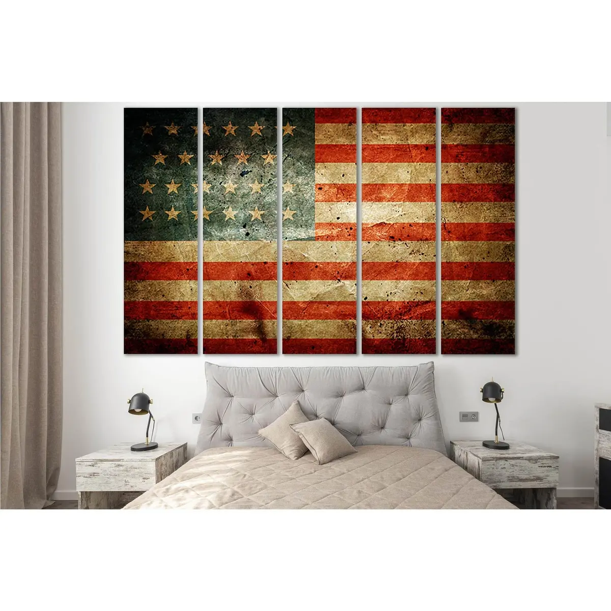 Vintage American Flag Canvas Art – Pre-Stretched, Ready-to-Hang Wall Decor (SL1165) - Image 3