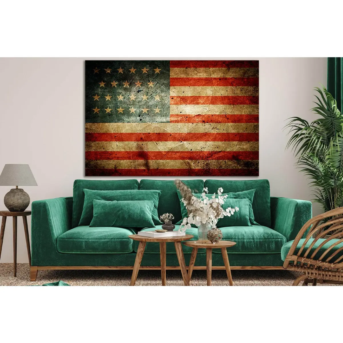 Usa Flag Old Style №Sl1165 Ready To Hang Canvas Print 1