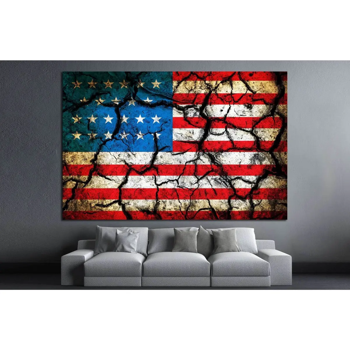 Usa Flag On Cracked Earth №1285 Ready To Hang Canvas Print 2