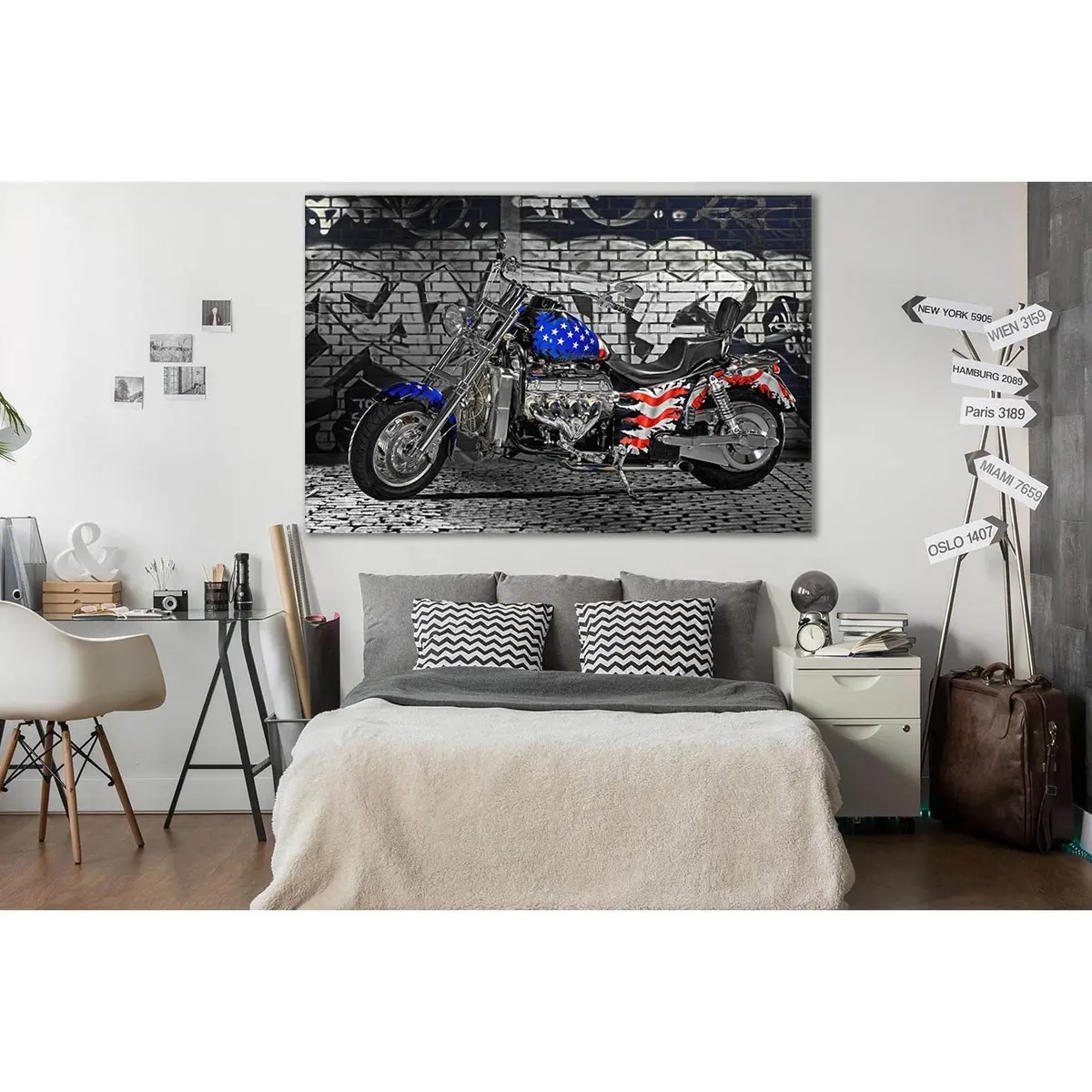 Usa Flag Painted On Motorcycle №Sl1170 Ready To Hang Canvas Print 1