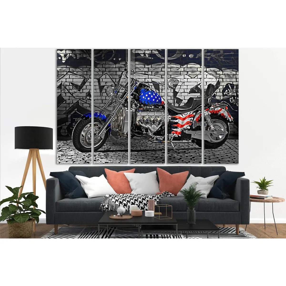 American Flag Motorcycle Canvas Art №SL1170 – Premium Ready-to-Hang Wall Decor - Image 3