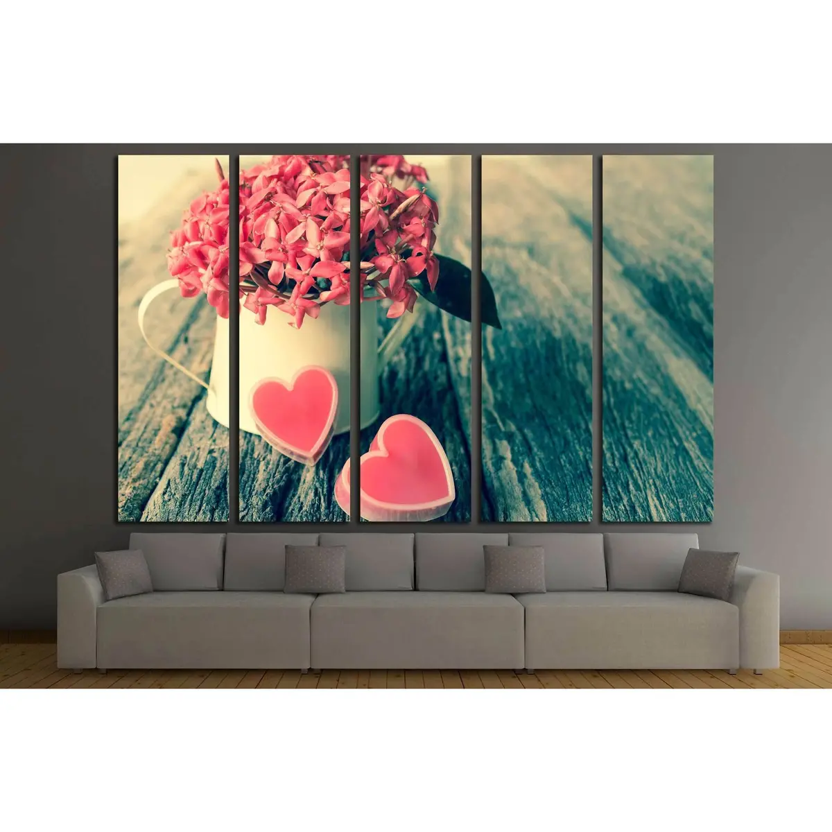 Romantic Valentine's Day Canvas Art Print Featuring Hearts and Flowers – Ready-to-Hang Wall Decor - Image 3