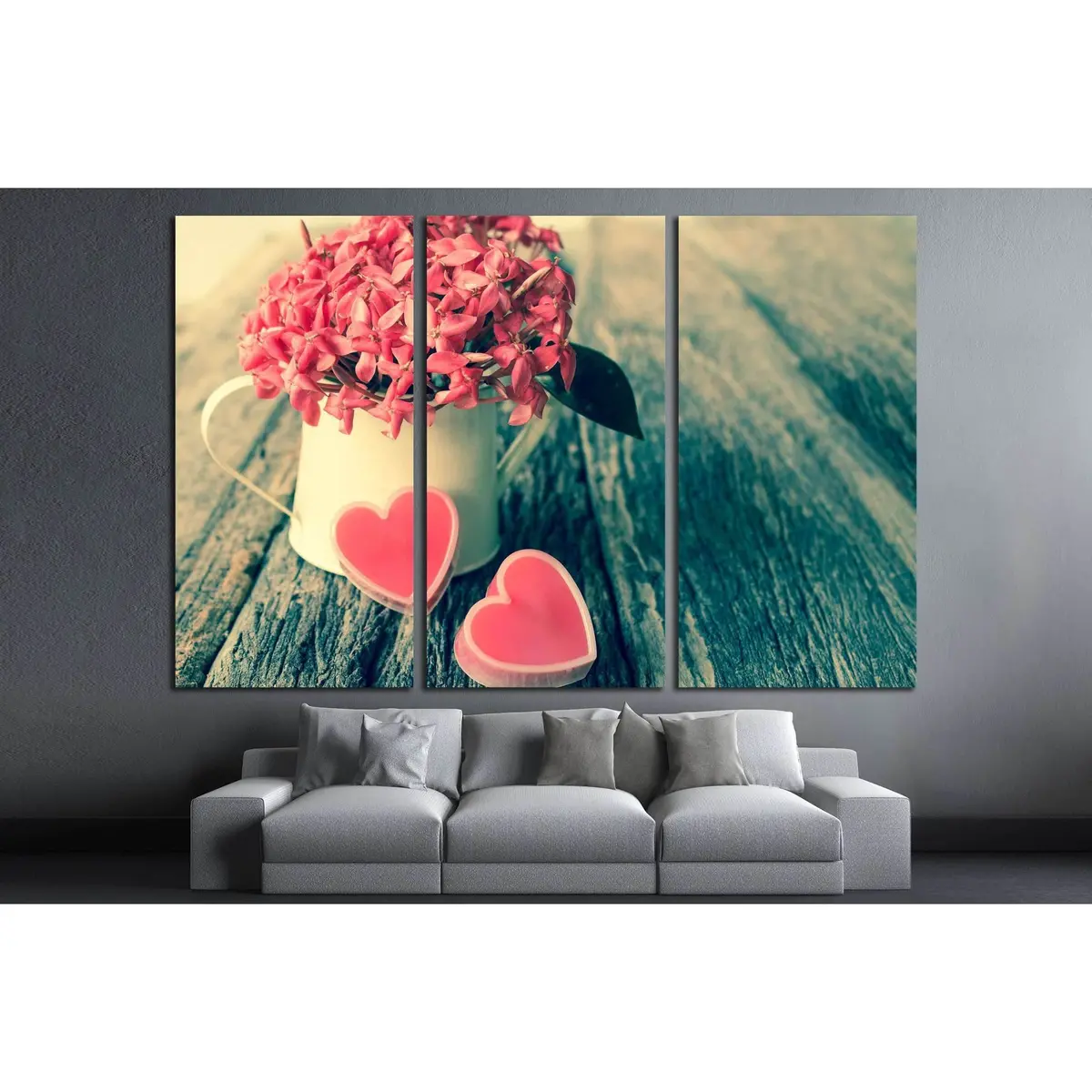 Valentines Day Background With Hearts And Flower №2753 Ready To Hang Canvas Print 5