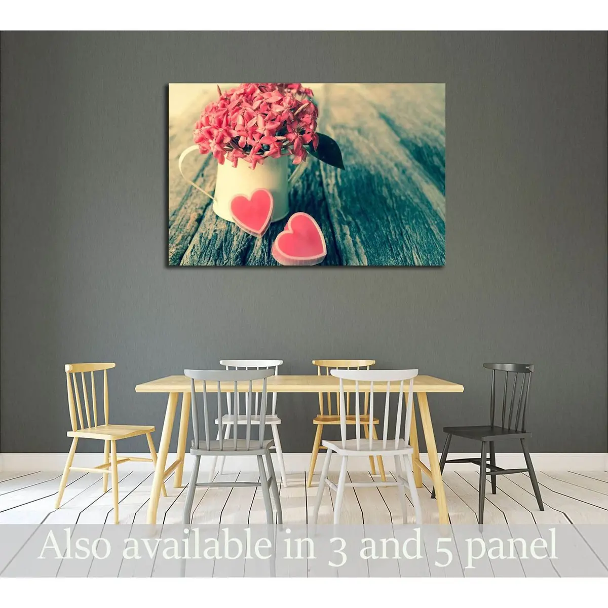 Valentines Day Background With Hearts And Flower №2753 Ready To Hang Canvas Print 1
