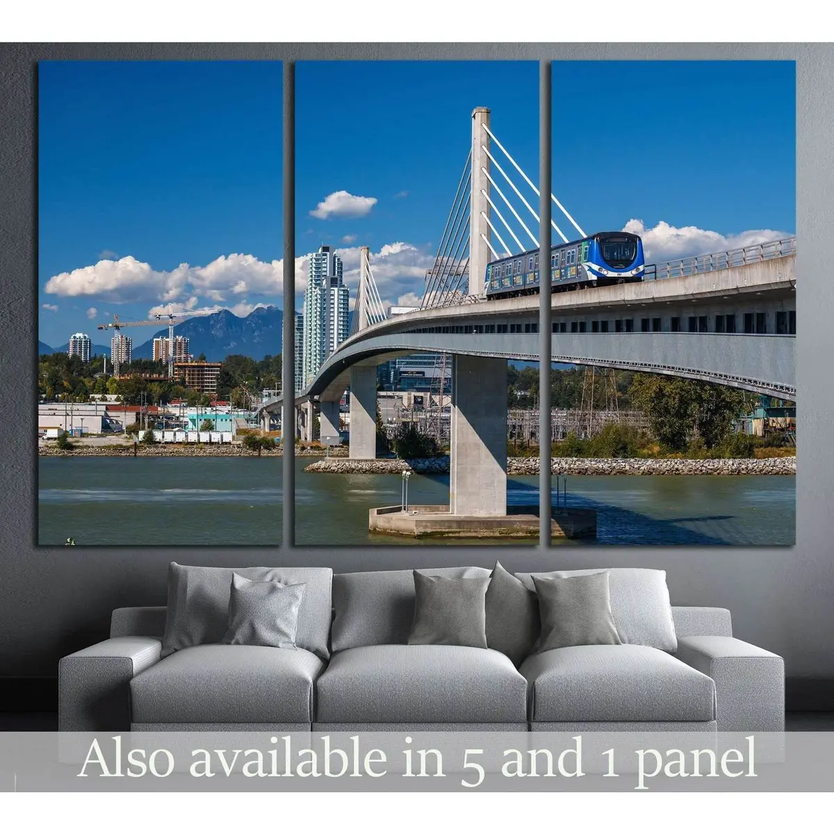 Vancouver, Canada Line Train Passes Bridge №2316 Ready To Hang Canvas Print 5