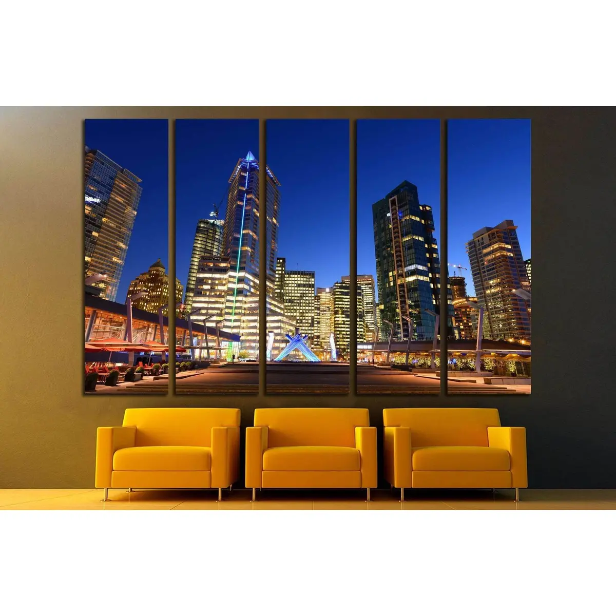 Vancouver Financial District Night Skyline Canvas Art Print – Ready to Hang - Image 3