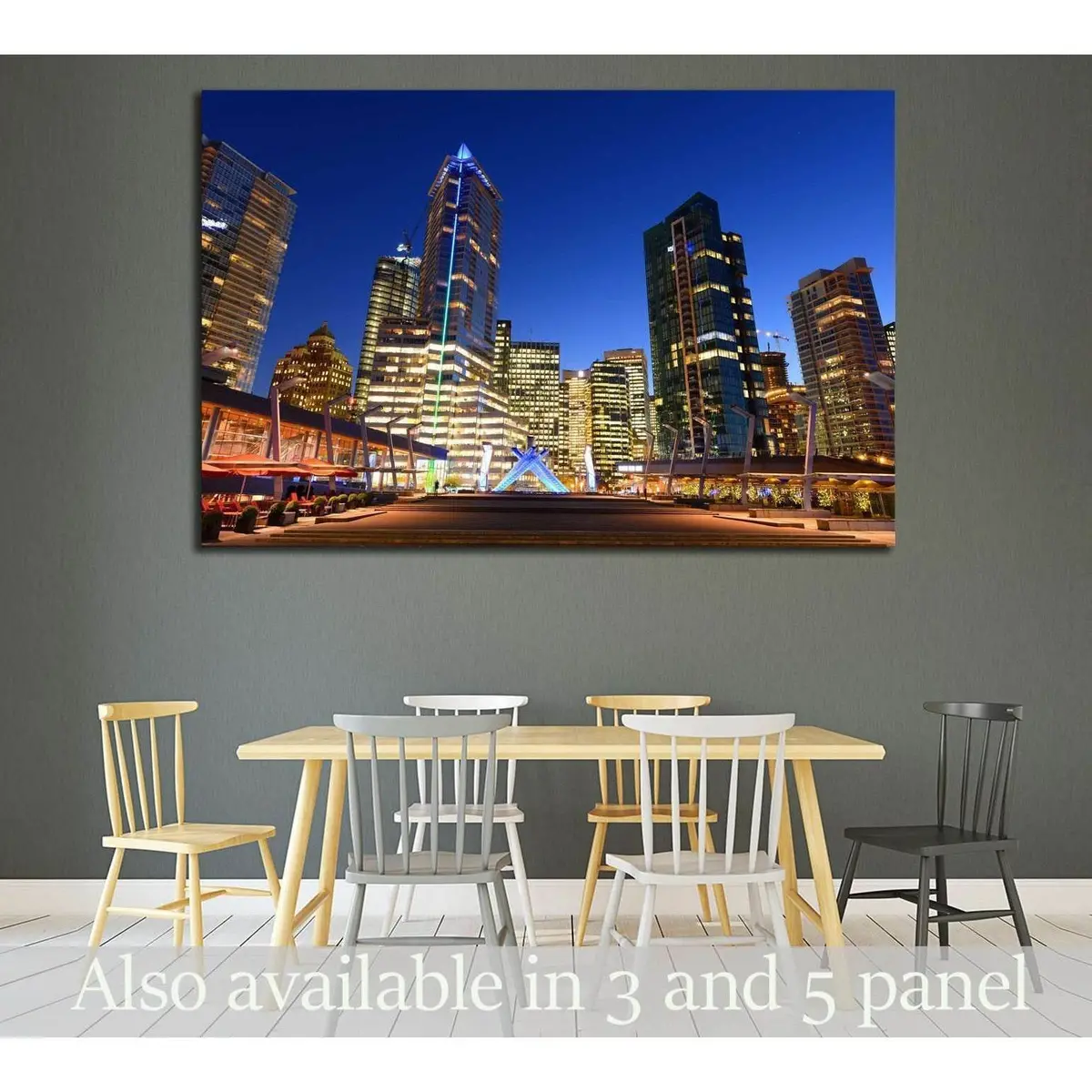 Vancouver City Financial District At Night, Vancouver, British Columbia, Canada №2049 Ready To Hang Canvas Print 1