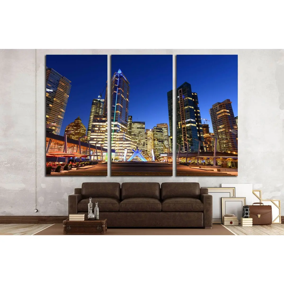 Vancouver City Financial District At Night, Vancouver, British Columbia, Canada №2049 Ready To Hang Canvas Print 5