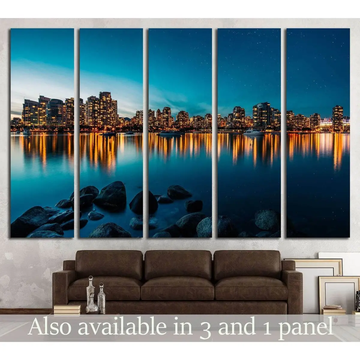 Vancouver Sunset Skyline Reflection Canvas Wall Art Print – 2023 Edition