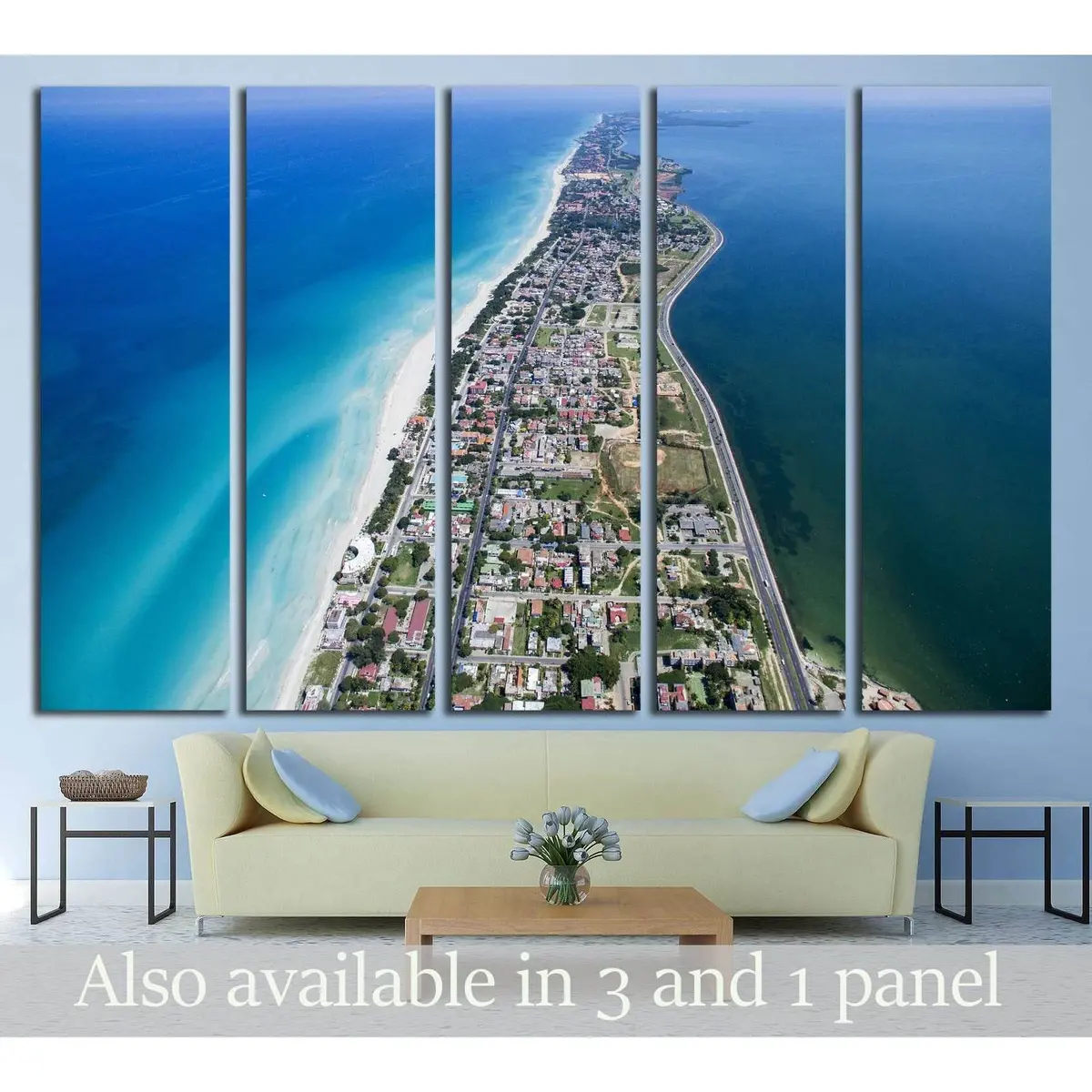 Stunning Aerial Drone Shot of Varadero, Cuba – Tropical Island Scene Canvas Wall Art #2984