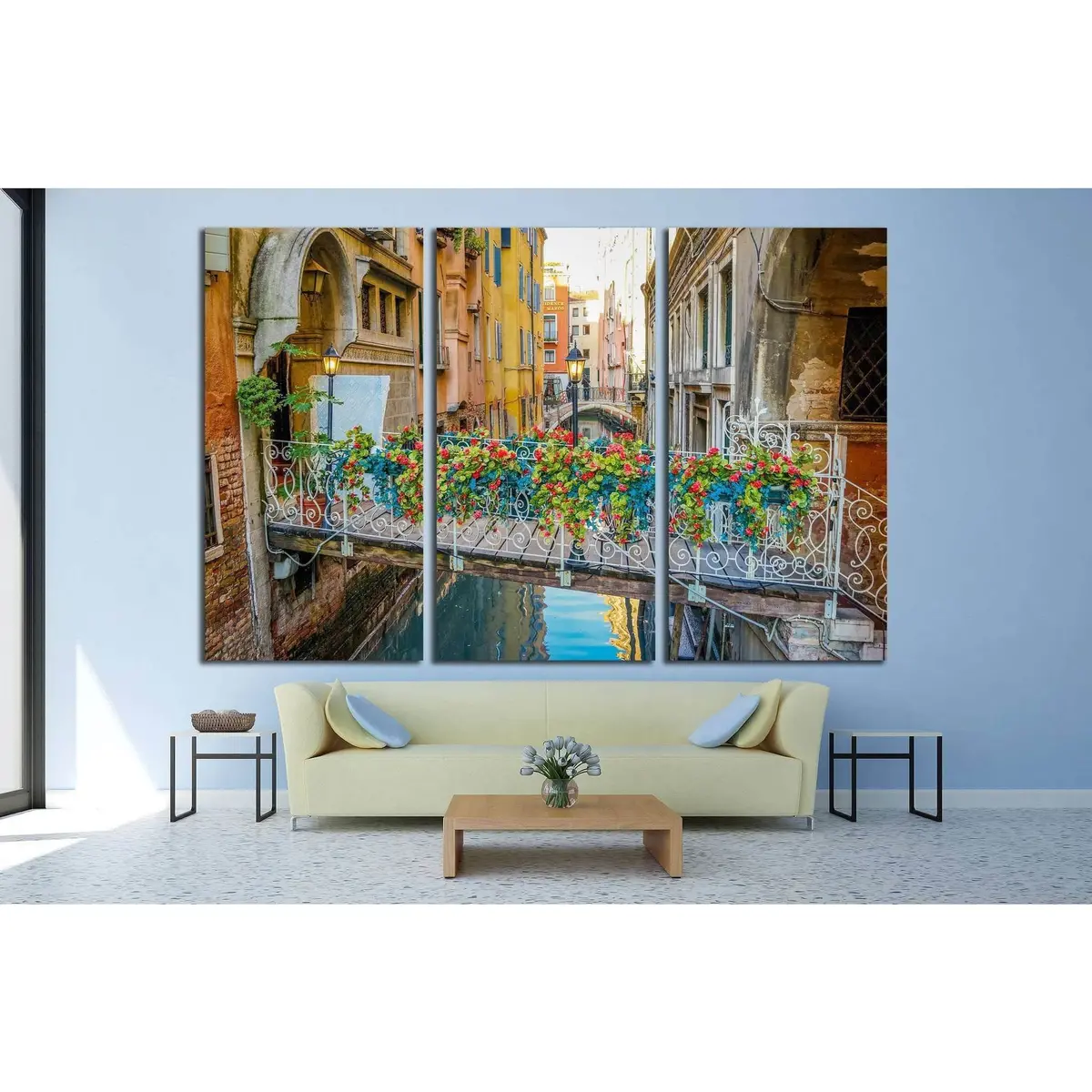 Venice Floral Bridge Canvas Art – Ready-to-Hang Wall Decor #1543 - Image 3