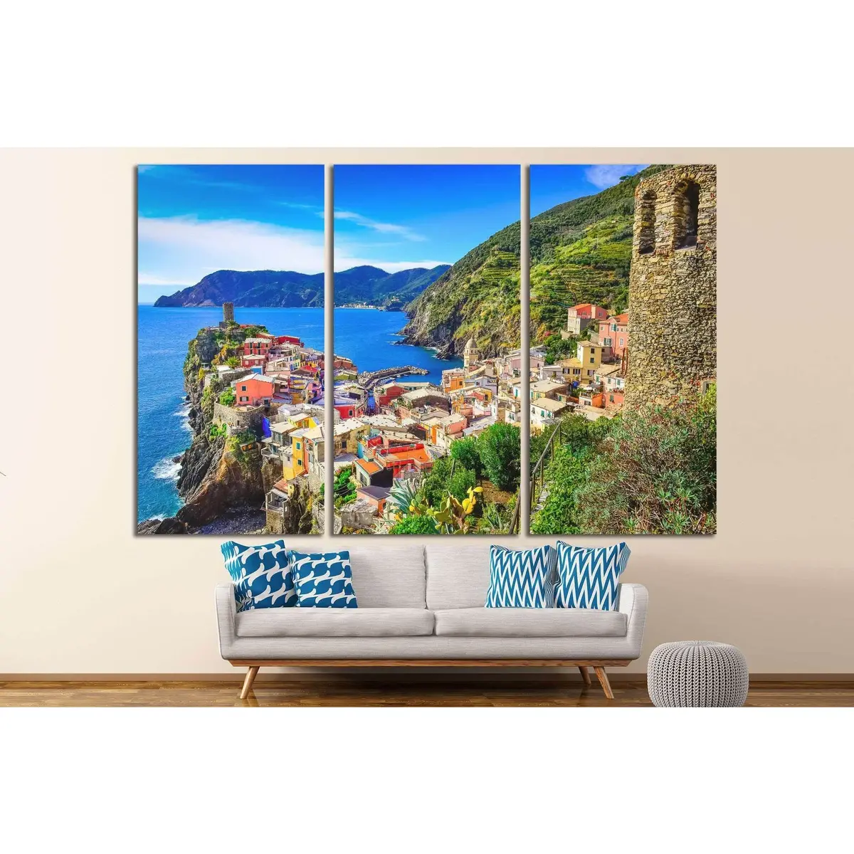 Vernazza And Ocean Coast In Cinque Terre, Italy №1133 Ready To Hang Canvas Print 5