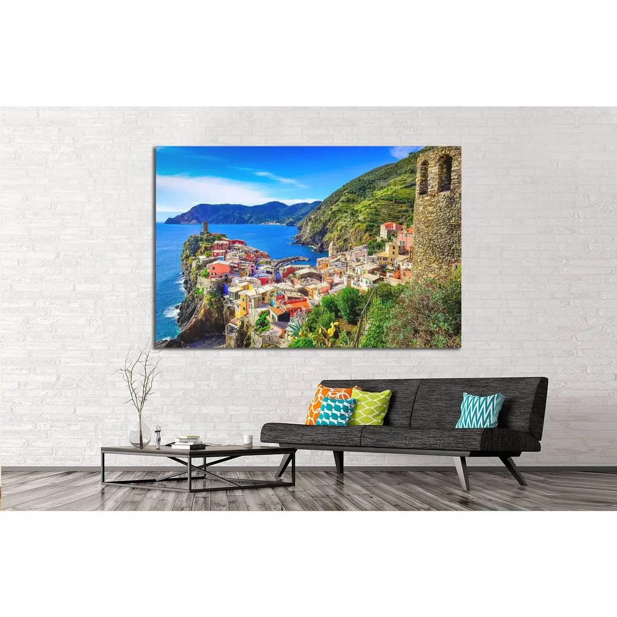 Vernazza And Ocean Coast In Cinque Terre, Italy №1133 Ready To Hang Canvas Print 2