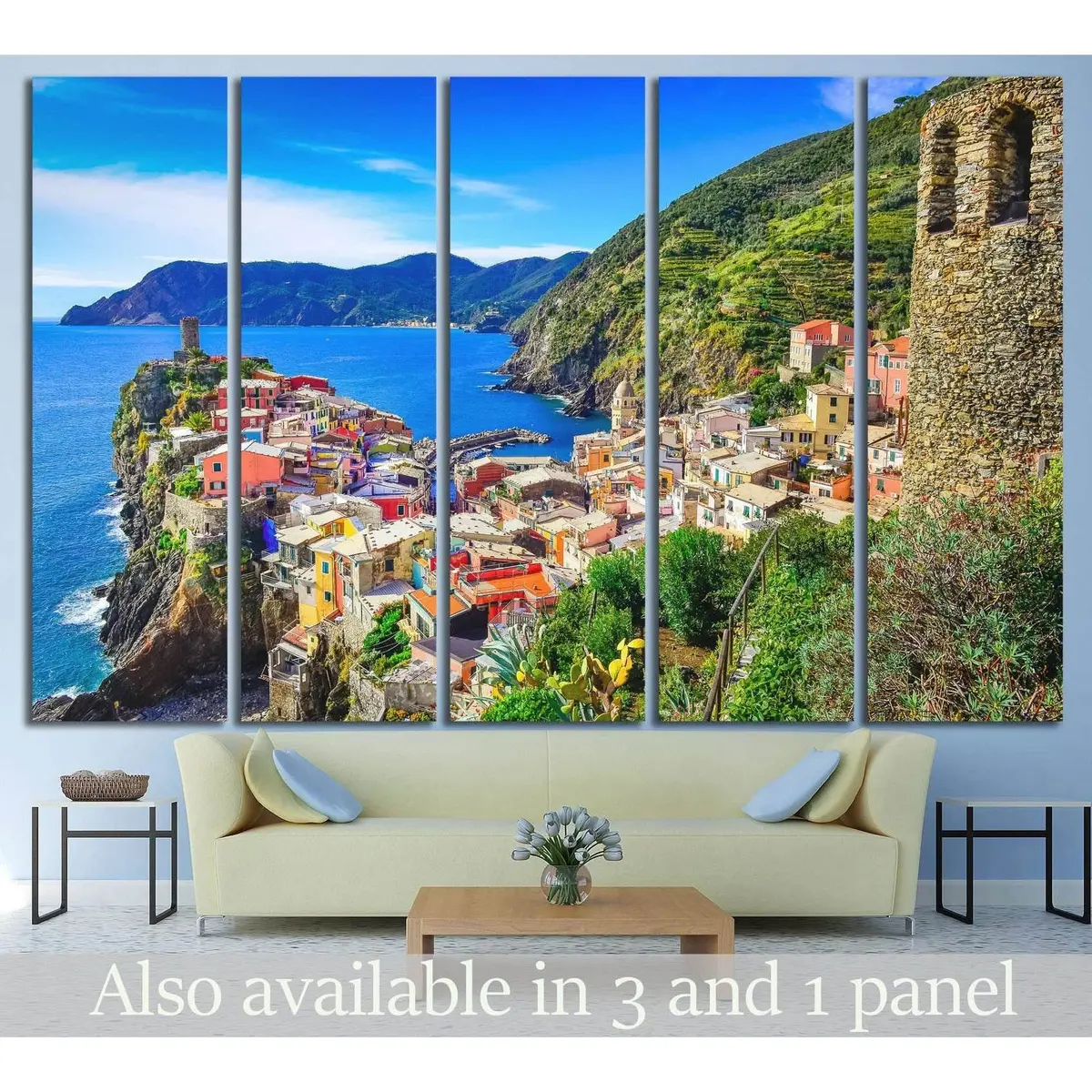 Stunning Vernazza Coastal Scene Canvas Print – Authentic Cinque Terre Italy Wall Art, Pre-Installed Hanging Hardware
