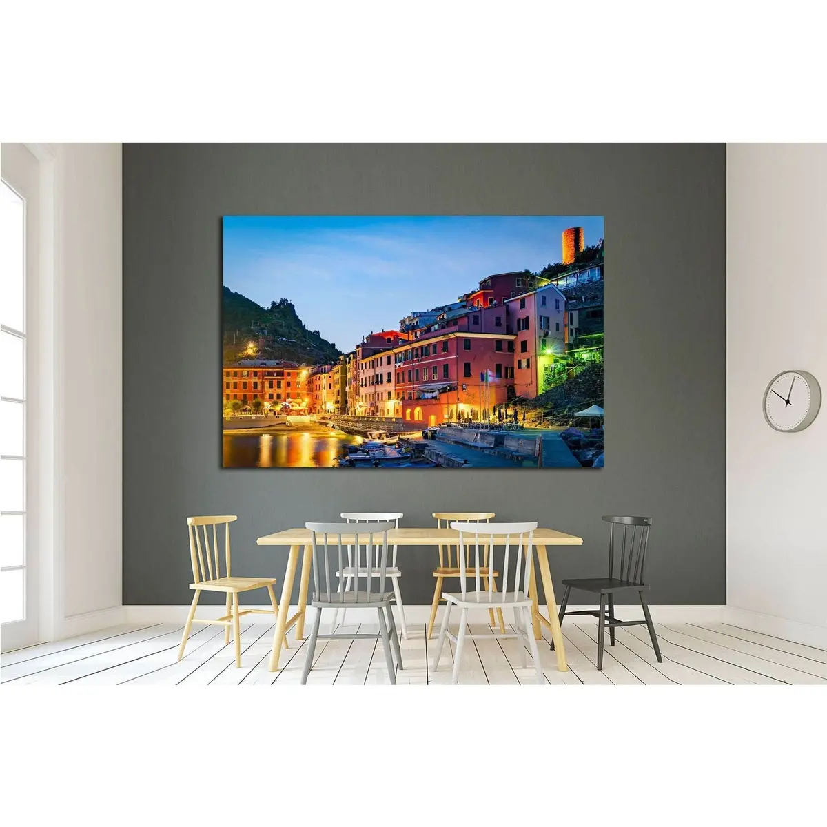 Vernazza, Cinque Terre (Italian Riviera, Liguria) At Twilight №1715 Ready To Hang Canvas Print 2