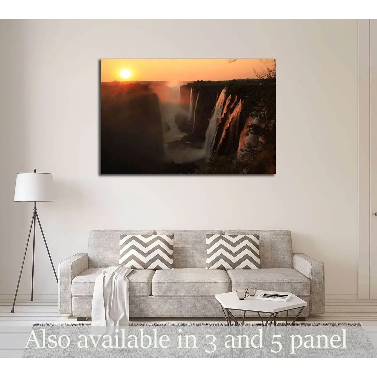 Victoria Falls Canvas Print, Eastern Cataract At Sunset Wall Art, Ready To Hang №2522 1