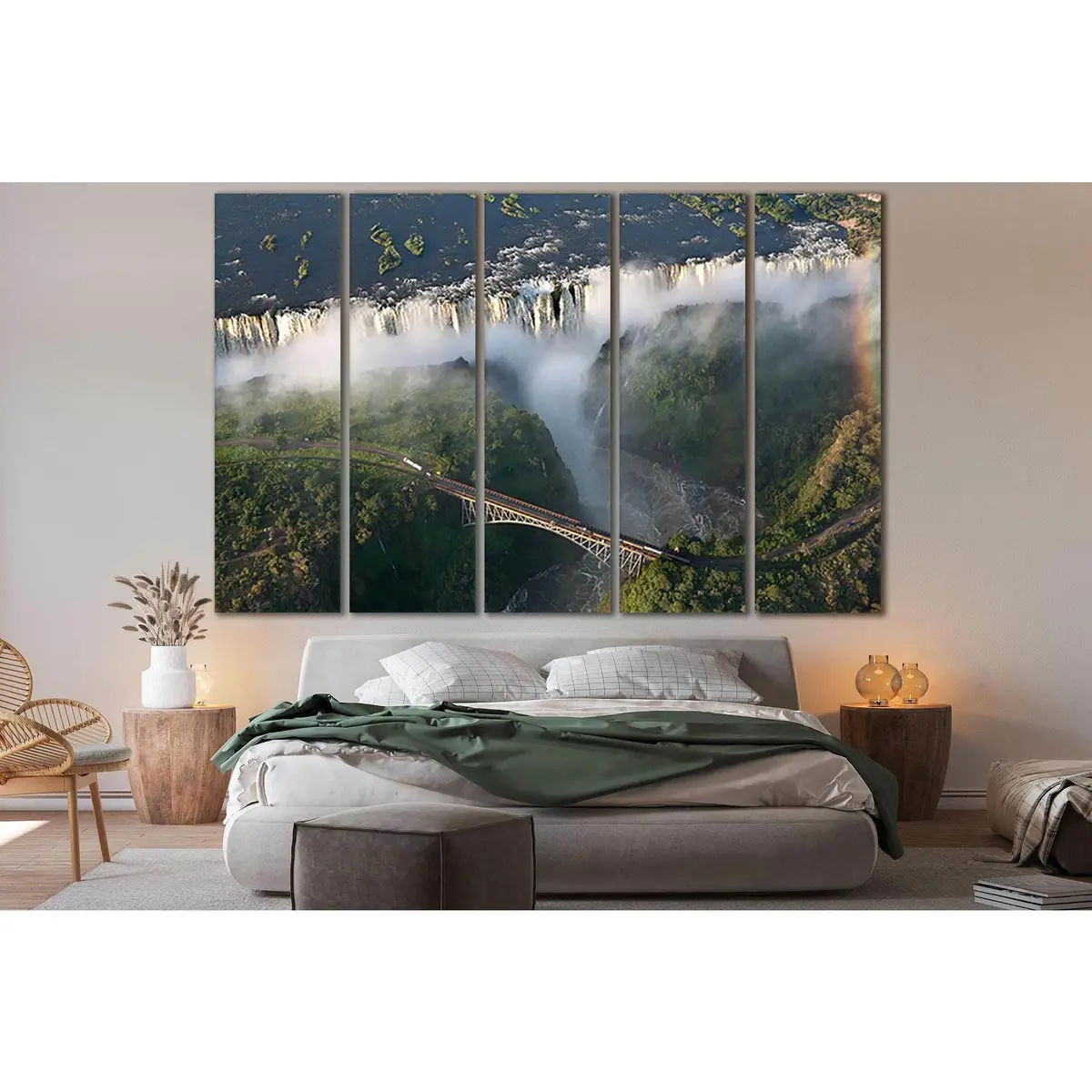 Victoria Falls Aerial Perspective Canvas Wall Art – Ready-to-Hang, SL476