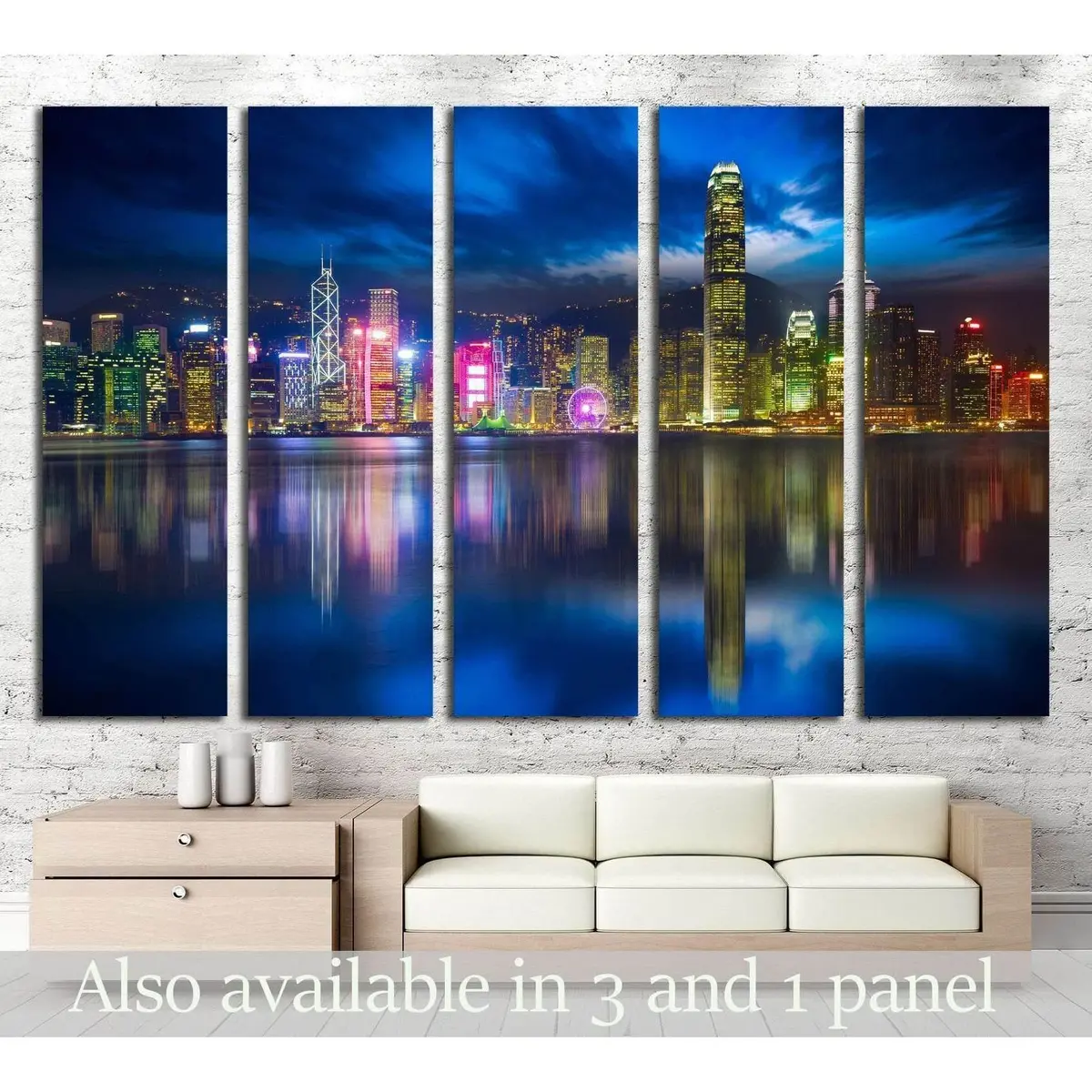 Hong Kong Victoria Harbour Night Skyline Canvas Art Print №2318