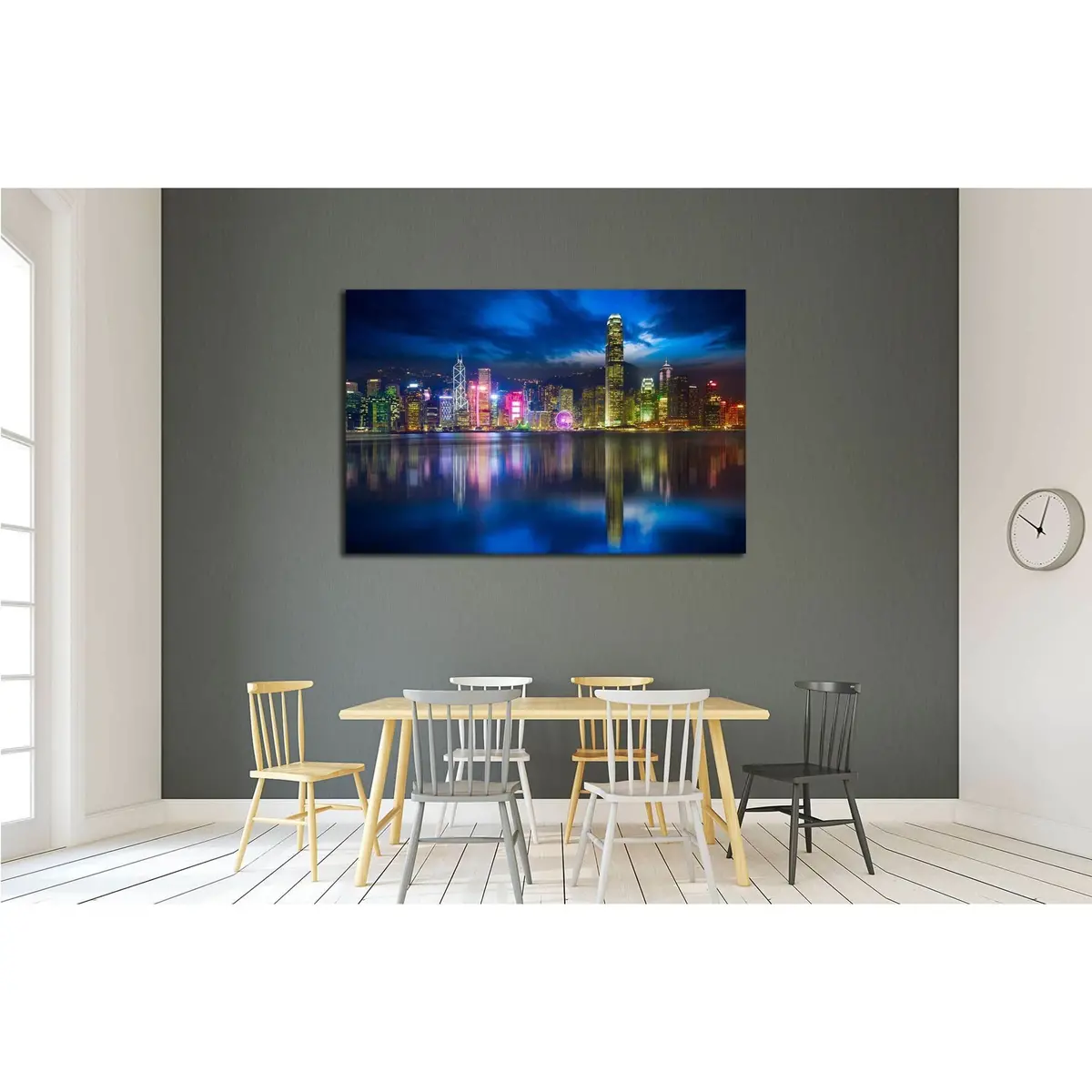 Victoria Harbour Skyline At Night In Hong Kong №2318 Ready To Hang Canvas Print 3
