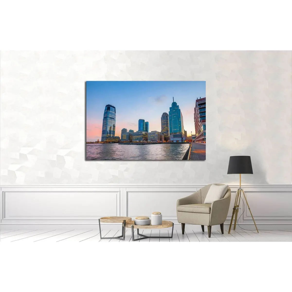 View From Hudson River Waterfront Walkway In Jersey City №1683 Ready To Hang Canvas Print 3