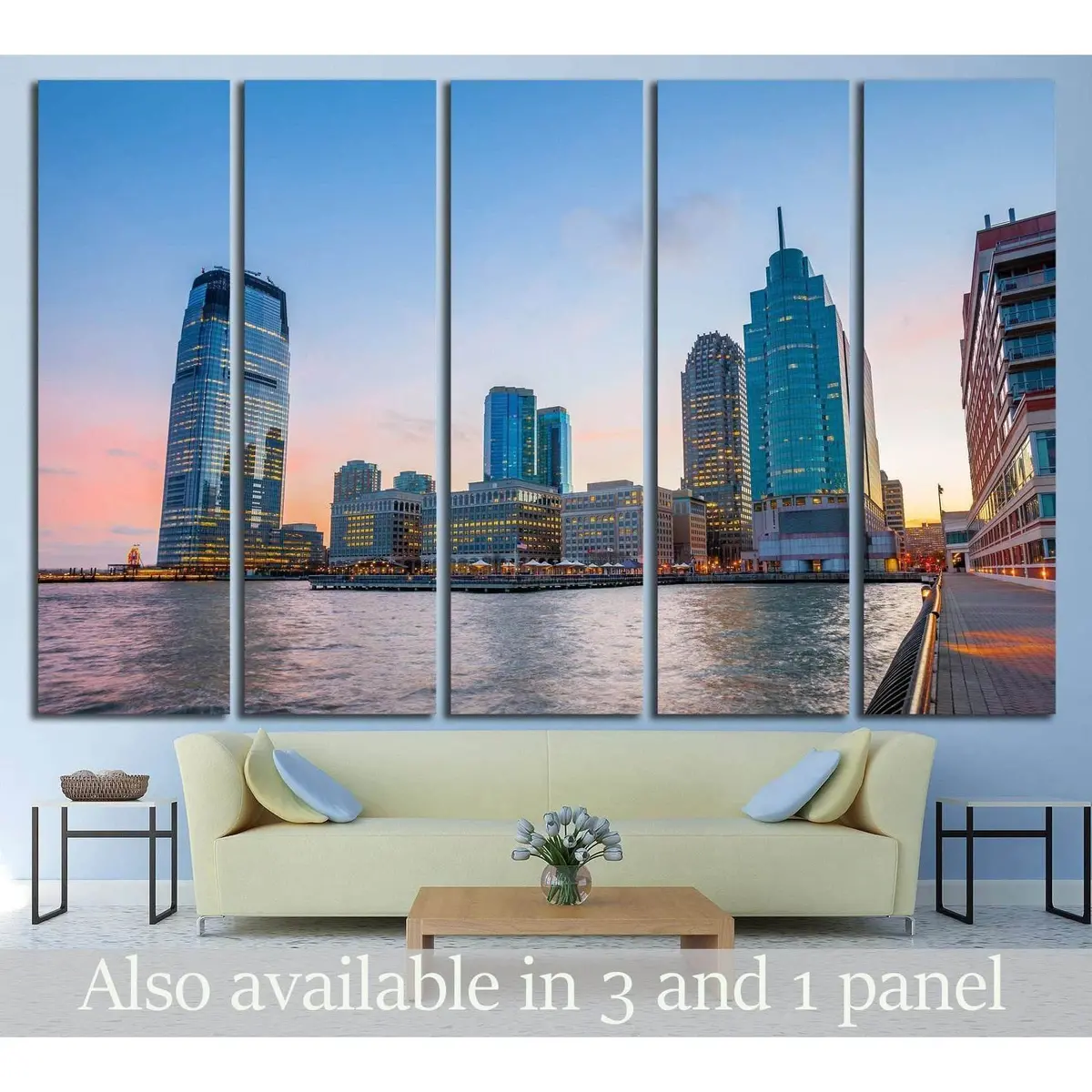 Hudson River Waterfront View Canvas Art Print №1683 – Pre-Strung for Easy Wall Display
