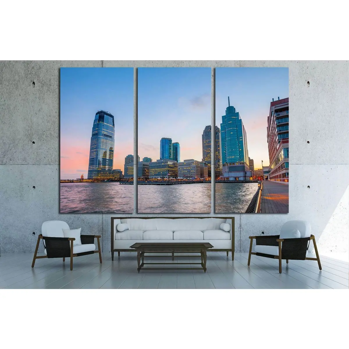 View From Hudson River Waterfront Walkway In Jersey City №1683 Ready To Hang Canvas Print 5
