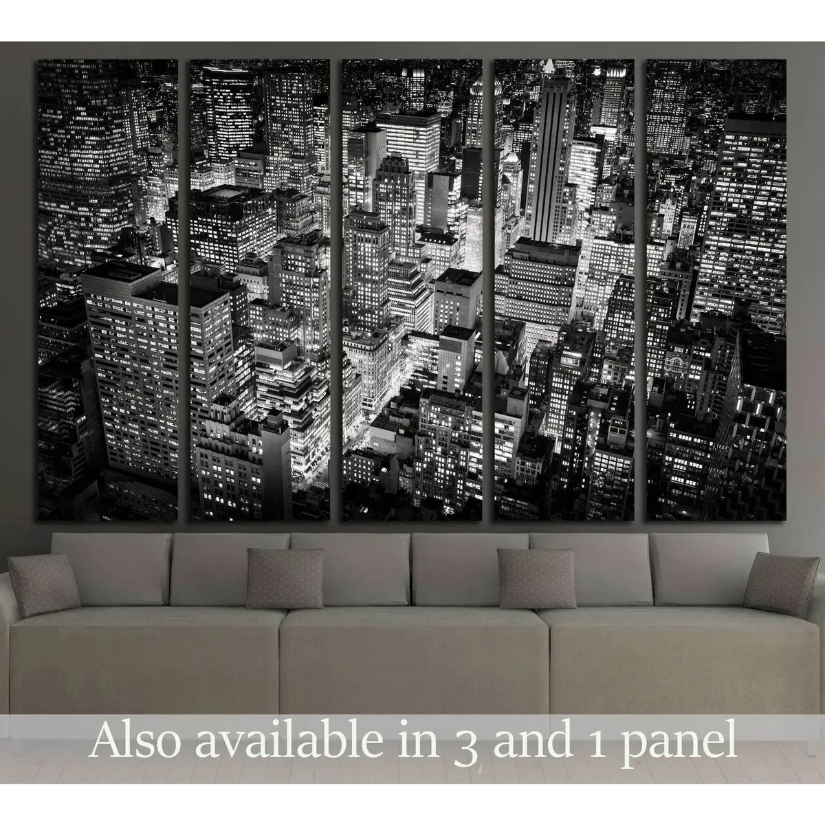 Empire State Building Panoramic View Canvas Wall Art – Ready-to-Hang NYC Cityscape Print #2953