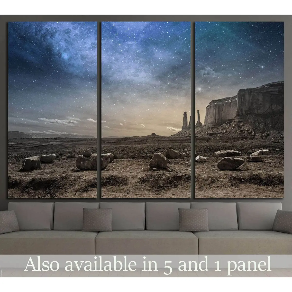 View Of A Rocky Desert Landscape At Dusk №1311 Ready To Hang Canvas Print 5