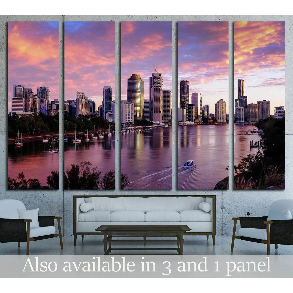 Brisbane Skyline Canvas Art – Kangaroo Point Cliffs View, Ready-to-Hang Print #2329