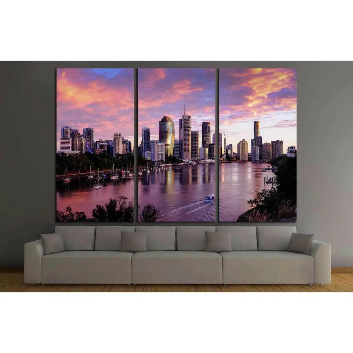 View Of Brisbane City From Kangaroo Point Cliffs №2329 Ready To Hang Canvas Print 5