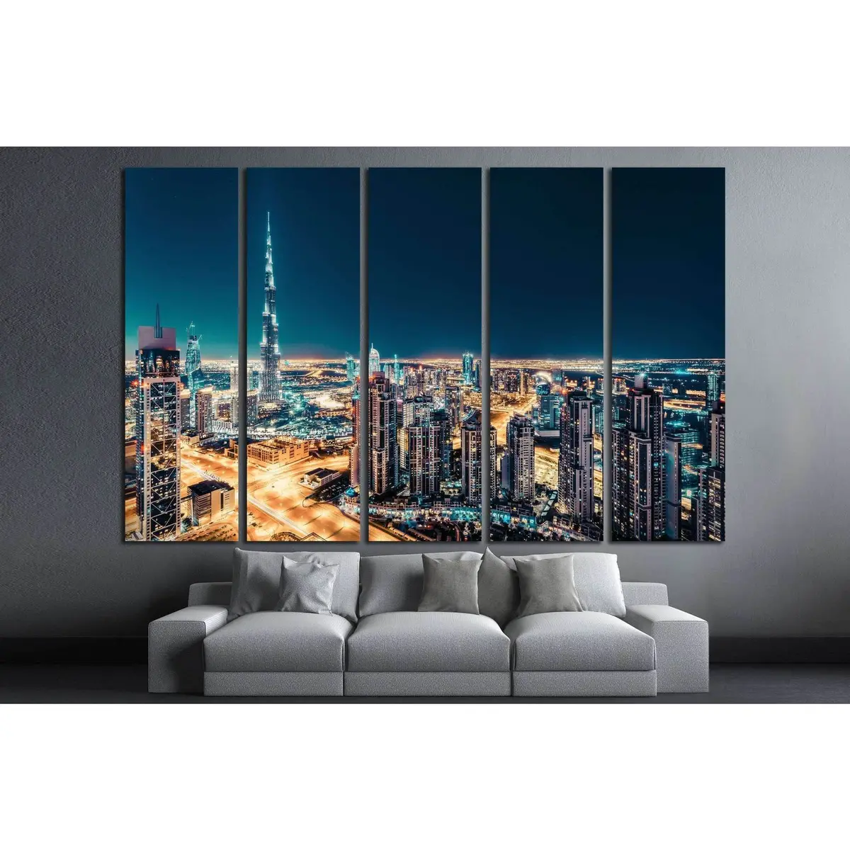 Downtown Dubai Skyline Canvas Art Print №1270 – Pre-Installed Hanging Hardware - Image 3