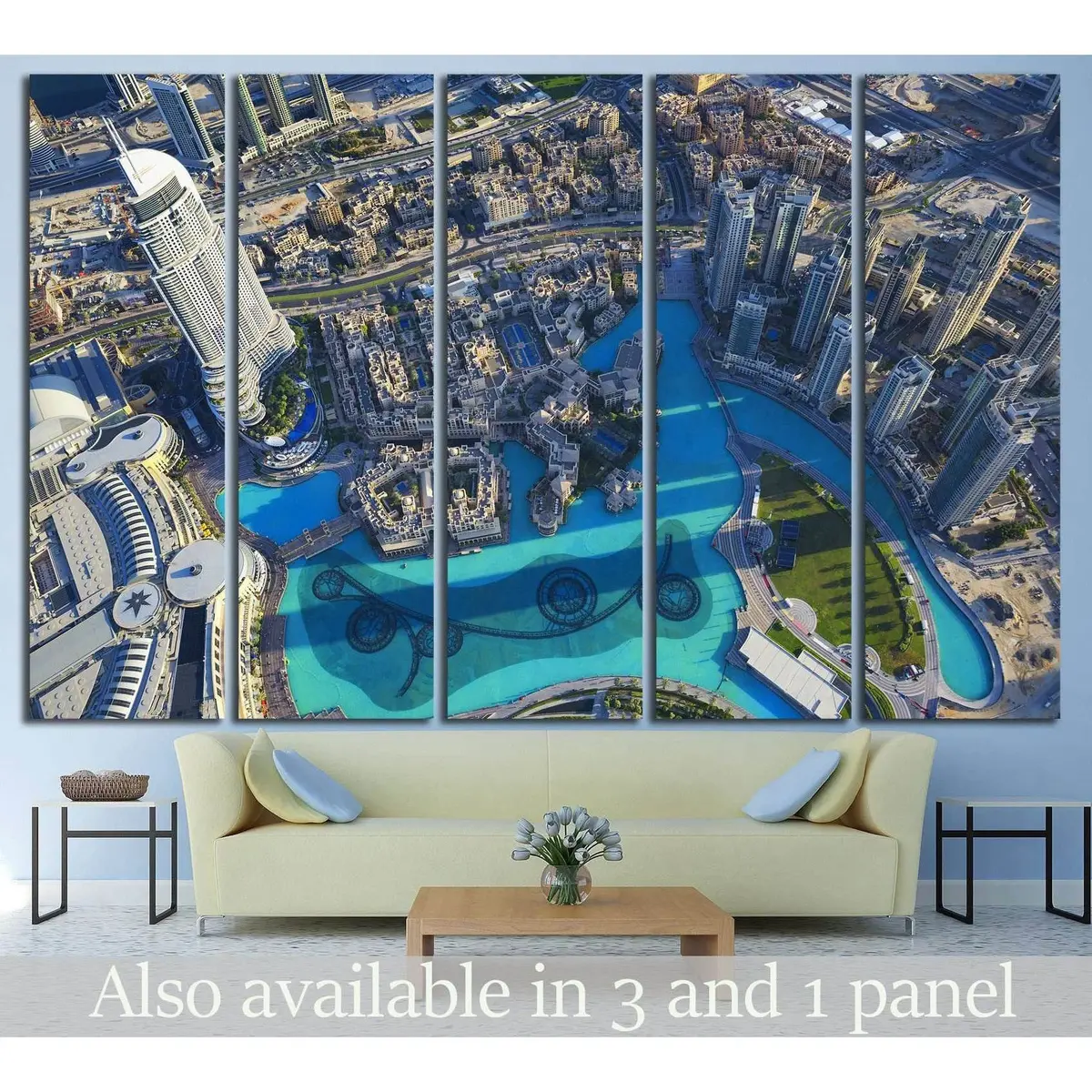 Dubai Skyline Panorama Canvas Art – Ready-to-Hang Tower View Wall Decor