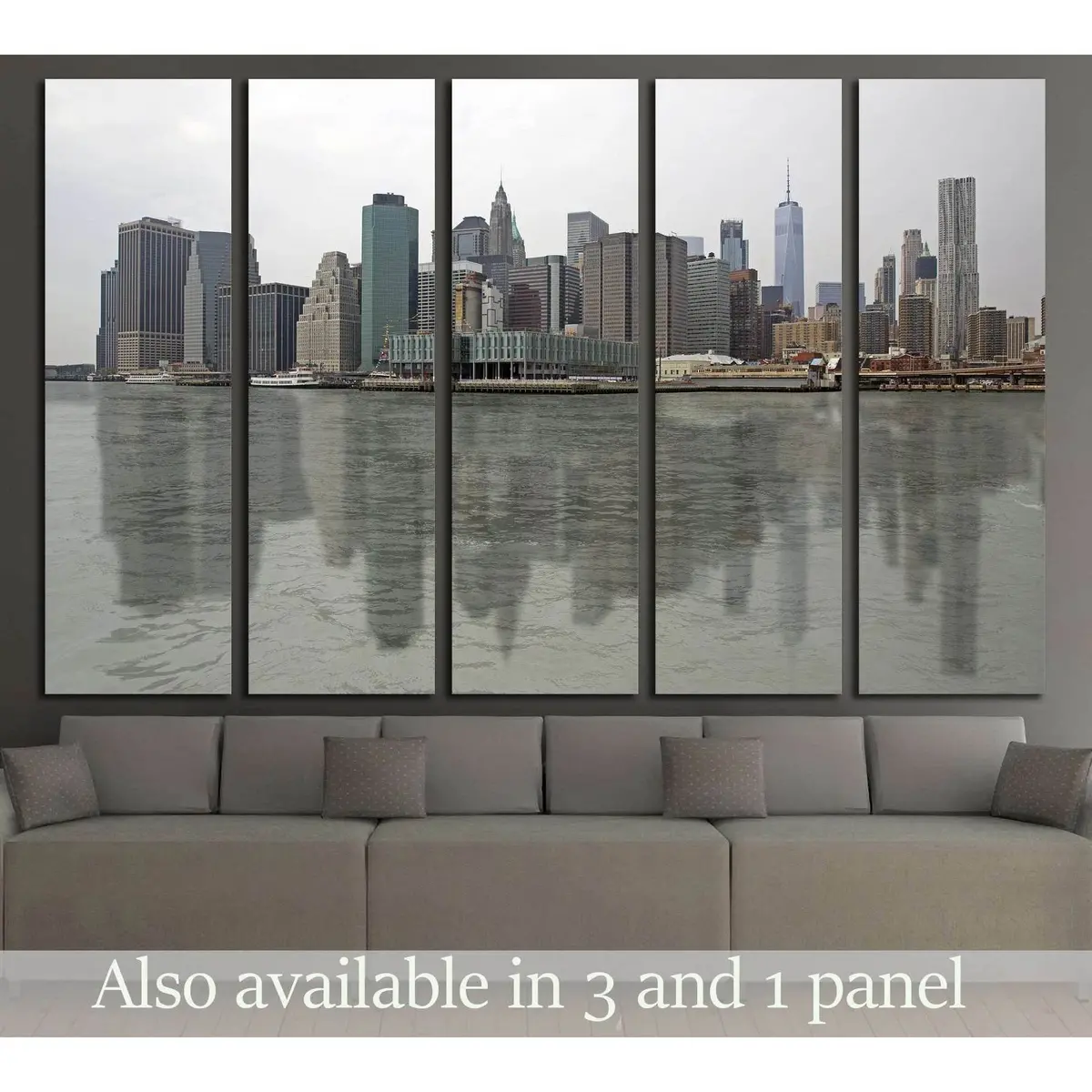 Hudson River Perspective: NYC Financial District Canvas Wall Art №2710, Ready to Hang