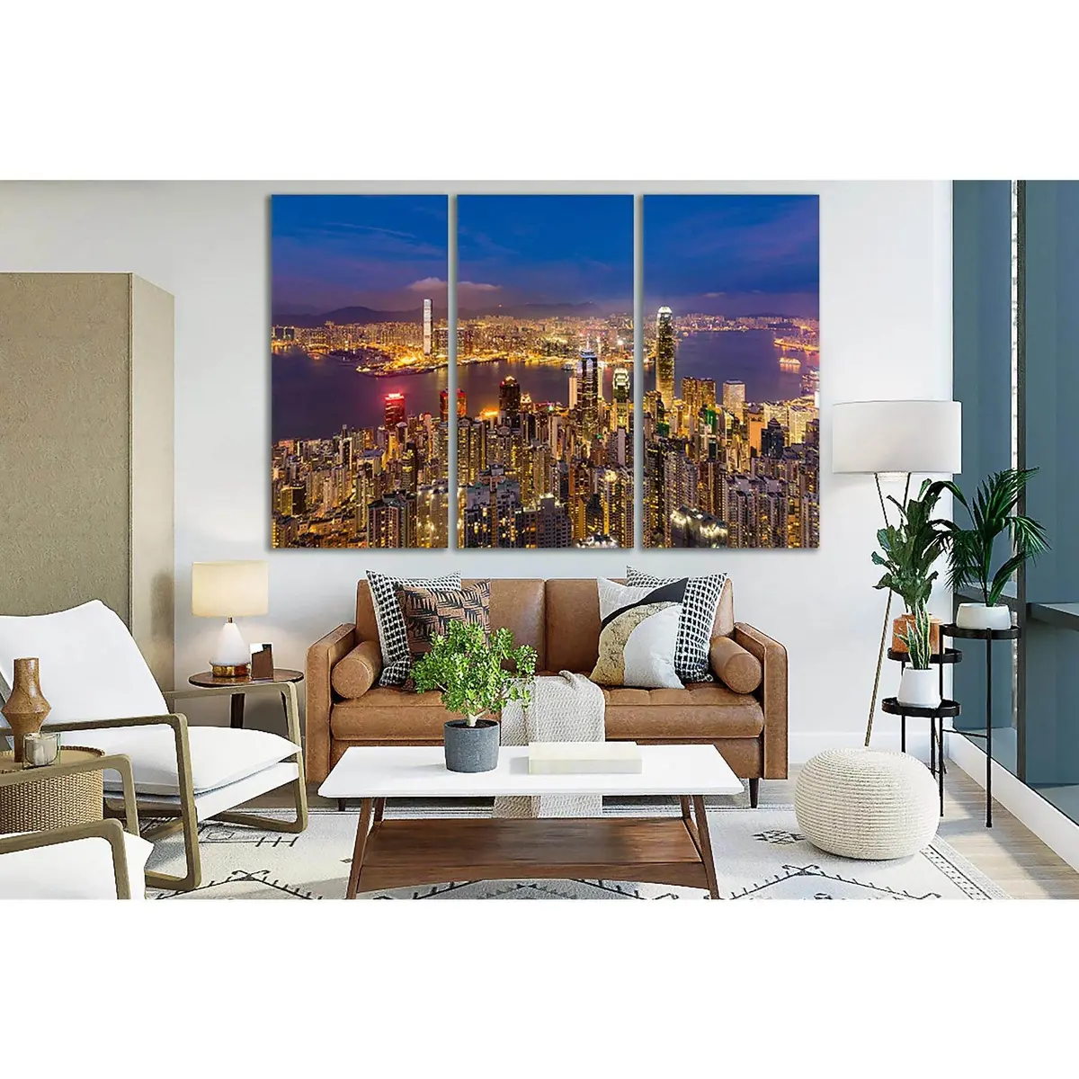 View Of Hong Kong Night Cityscape №Sl376 Ready To Hang Canvas Print 5