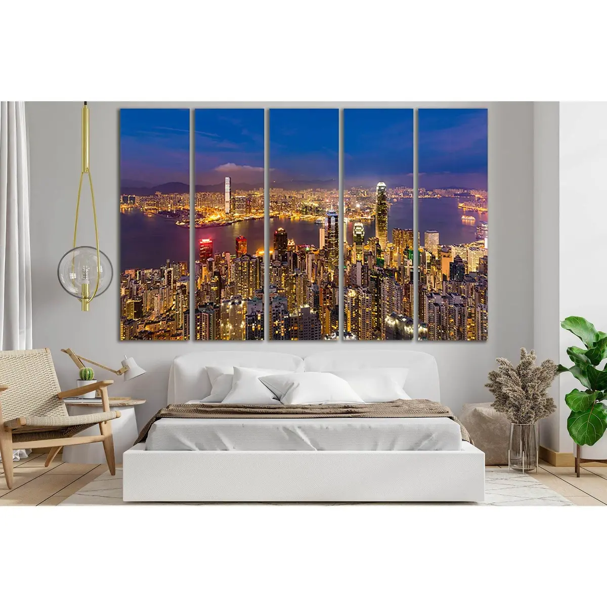 Hong Kong Night Cityscape Canvas Art №SL376 – Premium Ready-to-Hang Wall Decor - Image 2